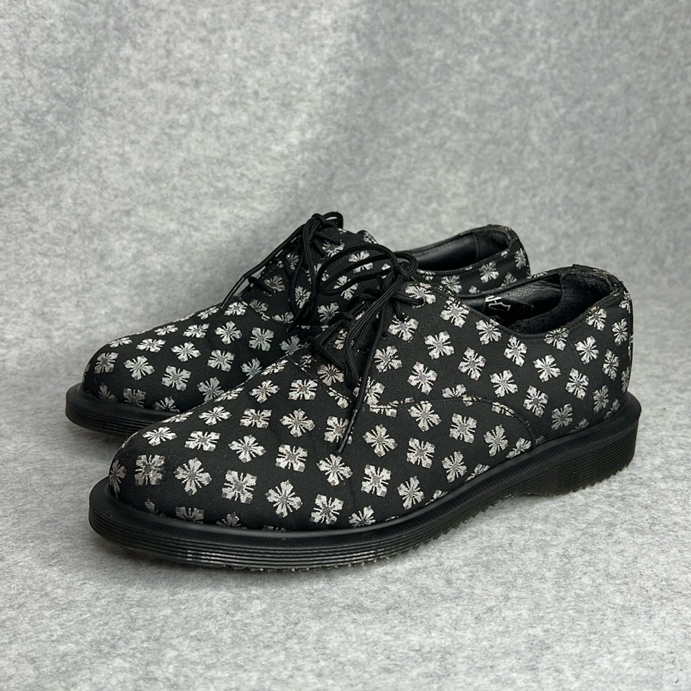 Dr. Martens Womens US 6 Briar Canvas Printed Pattern Black Silver Dark Academia